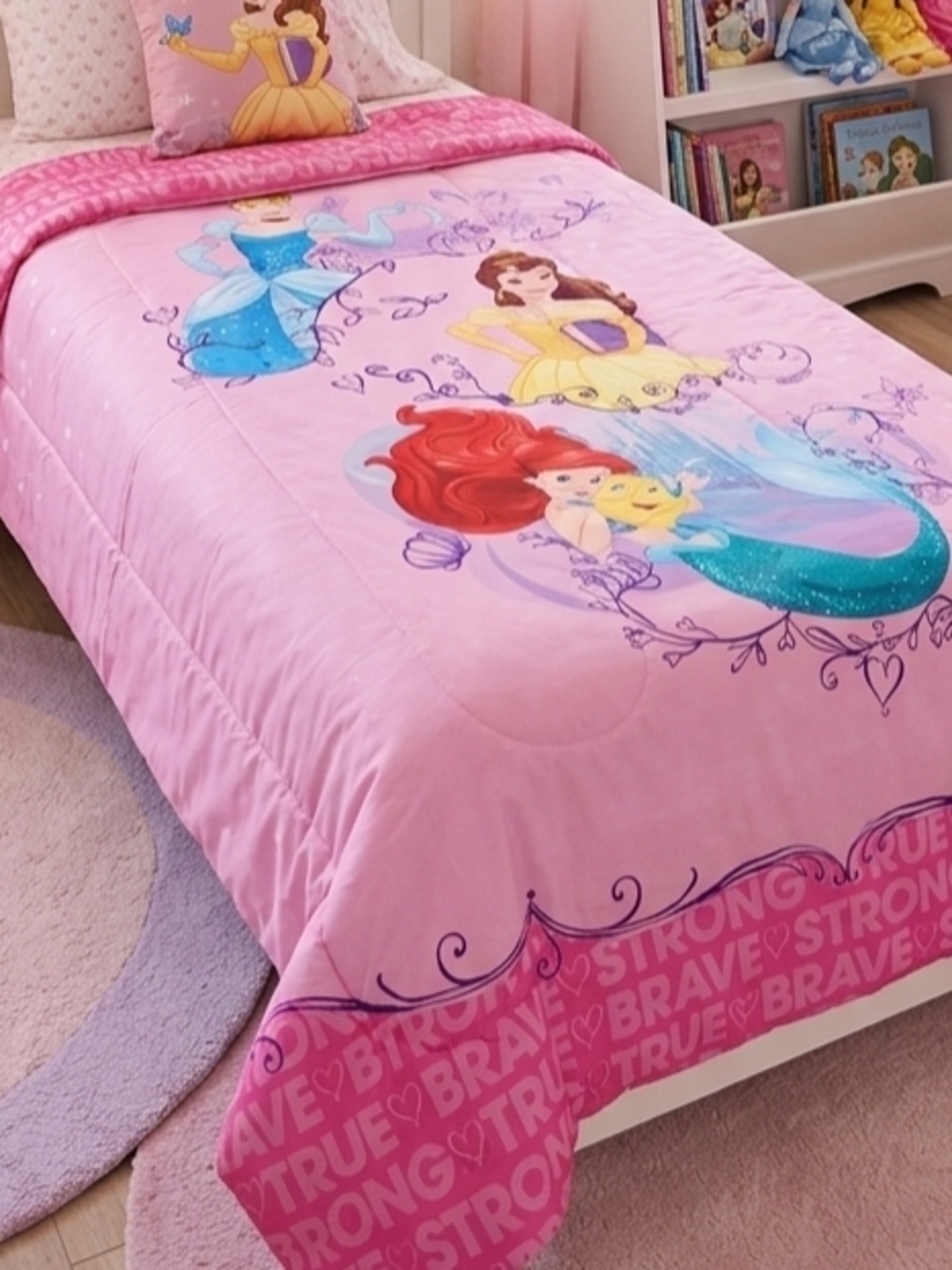 Disney Pink Princess Comforter with Multicolor Princess Graphics